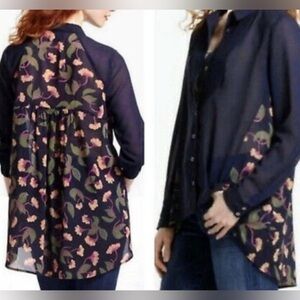 Anthropologie Maeve Sheer Ira Blouse in Navy - Size 0